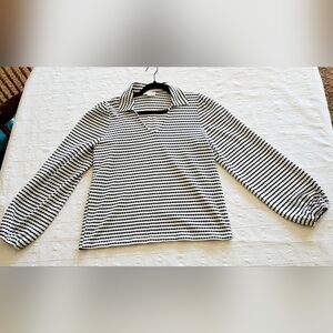 LOFT Black & White Patterned Striped Knit Top